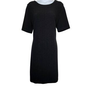 Mario Serrani Italy Black Knit Sheath Dress Women’s Large Ribbed Texture